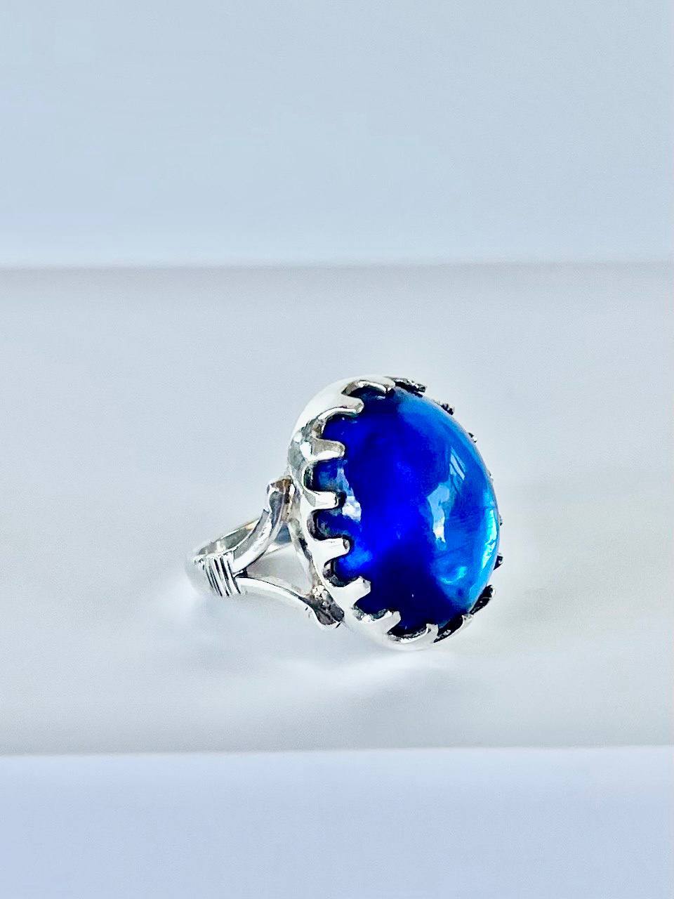 Gemstones with Sterling Silver &nbsp;Vintage Blue sapphire Ring