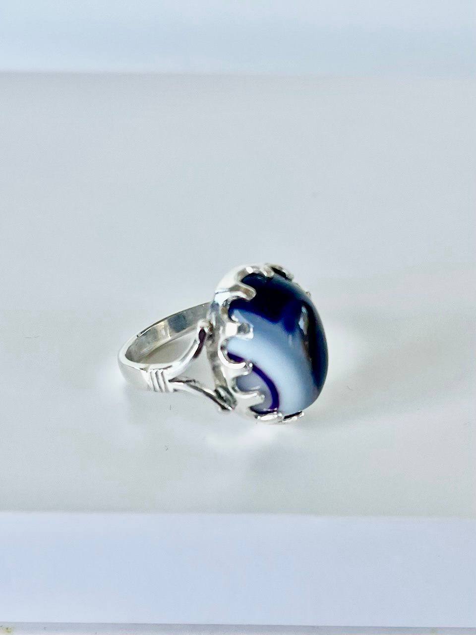 Gemstones with sterling silver Mood stone Blue lace agate Ring