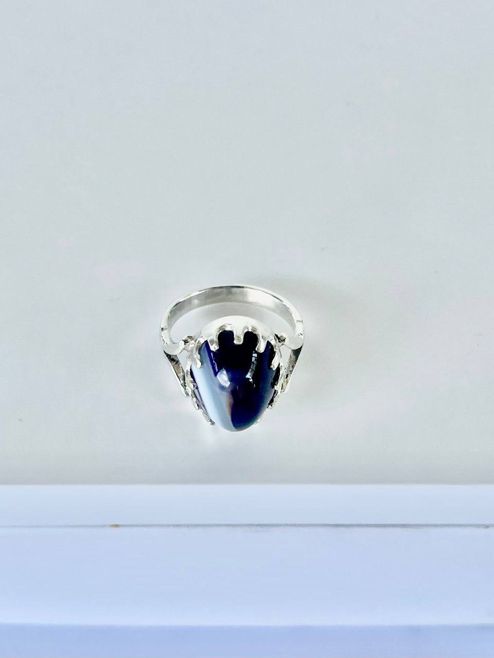 Gemstones with sterling silver Mood stone Blue lace agate Ring